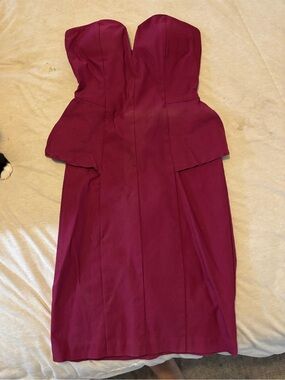 Strapless Peplum Cocktail Dress in Berry